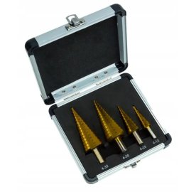 Սանդղավոր գայլիկոների հավաքածու տիտանի ծածկույթով, 4 հատ, 4–30մմ (մետաղական հորատման հավաքածու)