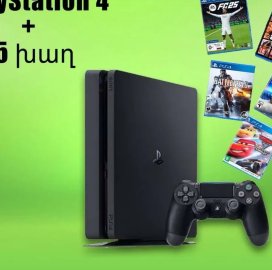 Playstation 4 Slim 500gb + 6 ամիս երաշխիք խաղեր fc25 mk rdr2 gta Ps5 Ps4